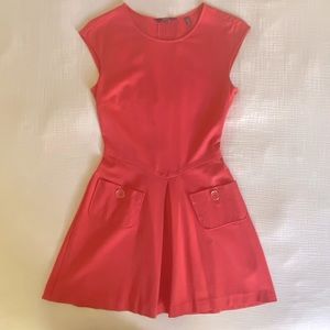 TED BAKER • Mini Dress in Coral, Size 4, in Stretchy Viscose